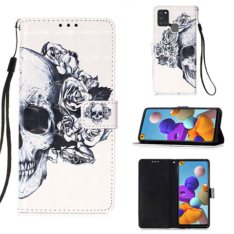 Coque Portefeuille Motif Fantaisie Livre Cuir Etui Clapet Y03B pour Samsung Galaxy A21s Noir