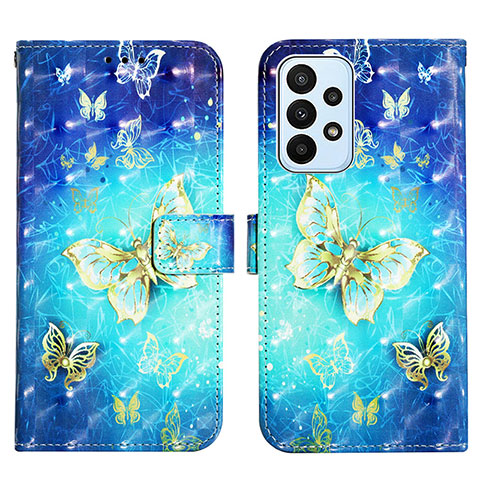 Coque Portefeuille Motif Fantaisie Livre Cuir Etui Clapet Y03B pour Samsung Galaxy A23 4G Bleu Ciel