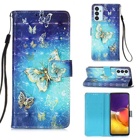 Coque Portefeuille Motif Fantaisie Livre Cuir Etui Clapet Y03B pour Samsung Galaxy A24 4G Bleu Ciel