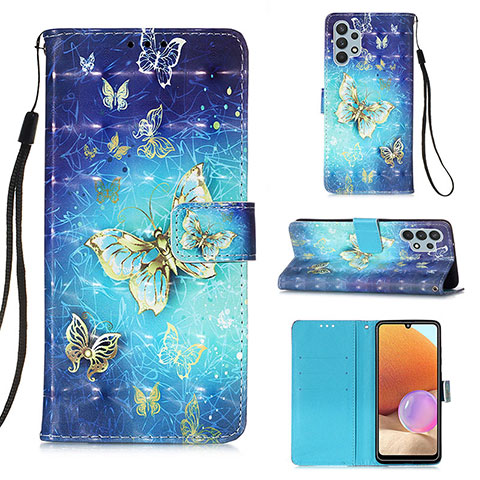 Coque Portefeuille Motif Fantaisie Livre Cuir Etui Clapet Y03B pour Samsung Galaxy A32 4G Bleu Ciel