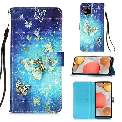 Coque Portefeuille Motif Fantaisie Livre Cuir Etui Clapet Y03B pour Samsung Galaxy A42 5G Bleu Ciel