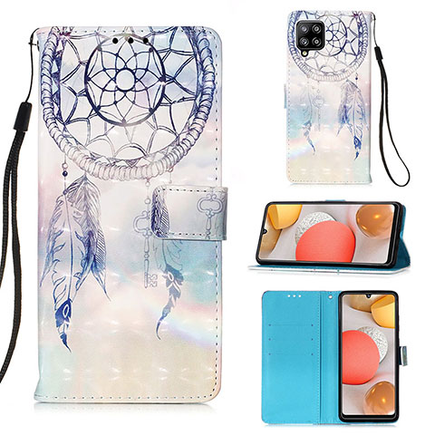 Coque Portefeuille Motif Fantaisie Livre Cuir Etui Clapet Y03B pour Samsung Galaxy A42 5G Bleu Clair