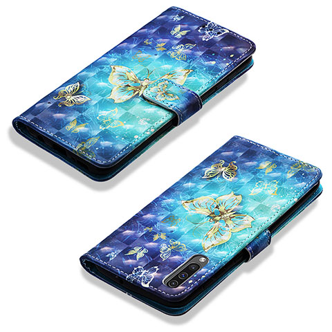 Coque Portefeuille Motif Fantaisie Livre Cuir Etui Clapet Y03B pour Samsung Galaxy A50S Bleu Ciel