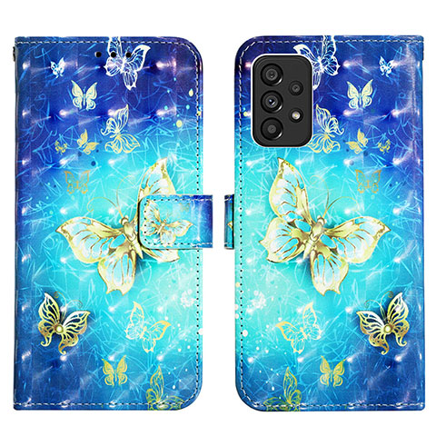 Coque Portefeuille Motif Fantaisie Livre Cuir Etui Clapet Y03B pour Samsung Galaxy A53 5G Bleu Ciel