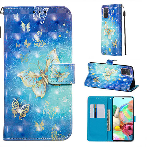 Coque Portefeuille Motif Fantaisie Livre Cuir Etui Clapet Y03B pour Samsung Galaxy A71 4G A715 Bleu Ciel