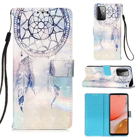 Coque Portefeuille Motif Fantaisie Livre Cuir Etui Clapet Y03B pour Samsung Galaxy A72 4G Bleu Clair