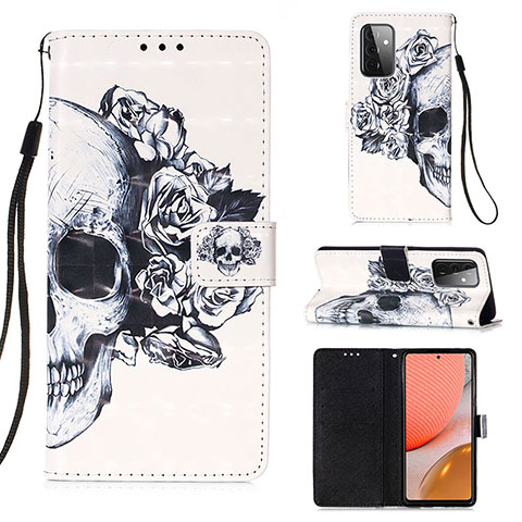 Coque Portefeuille Motif Fantaisie Livre Cuir Etui Clapet Y03B pour Samsung Galaxy A72 5G Noir