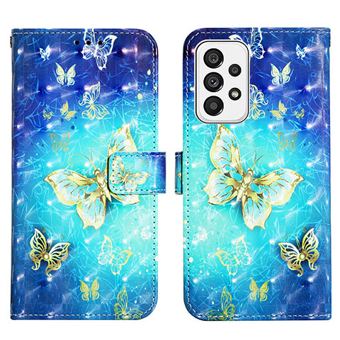 Coque Portefeuille Motif Fantaisie Livre Cuir Etui Clapet Y03B pour Samsung Galaxy A73 5G Bleu Ciel