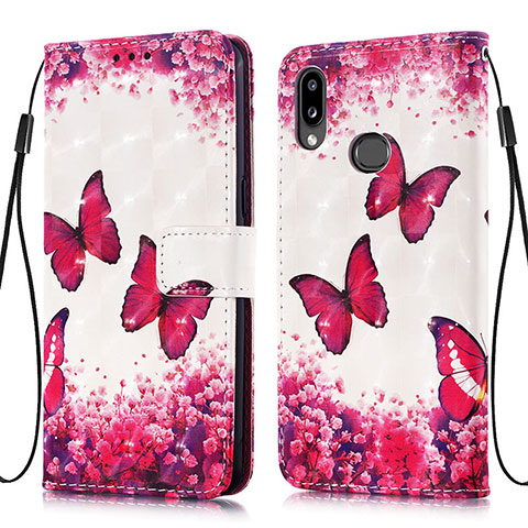 Coque Portefeuille Motif Fantaisie Livre Cuir Etui Clapet Y03B pour Samsung Galaxy M01s Rose Rouge