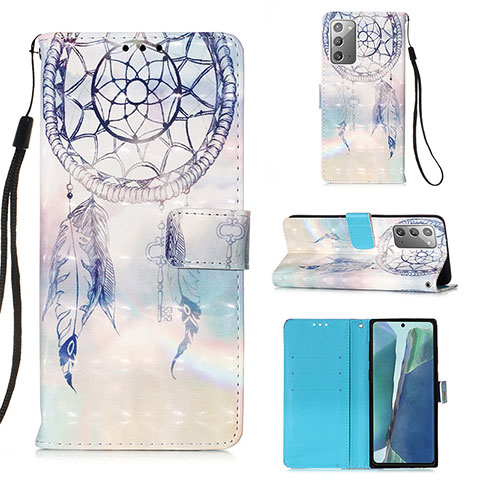 Coque Portefeuille Motif Fantaisie Livre Cuir Etui Clapet Y03B pour Samsung Galaxy Note 20 5G Bleu Clair