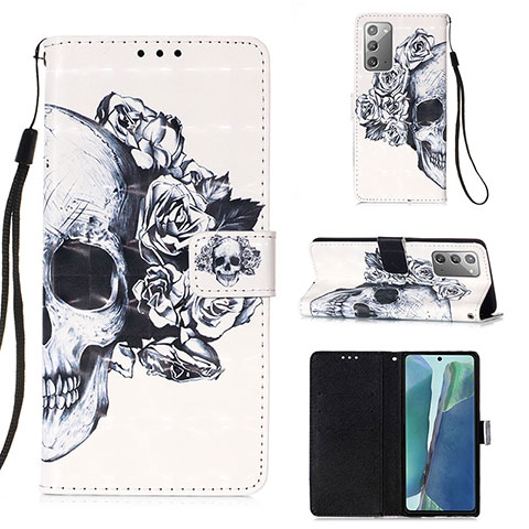 Coque Portefeuille Motif Fantaisie Livre Cuir Etui Clapet Y03B pour Samsung Galaxy Note 20 5G Noir