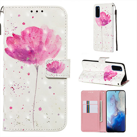 Coque Portefeuille Motif Fantaisie Livre Cuir Etui Clapet Y03B pour Samsung Galaxy S20 5G Rose