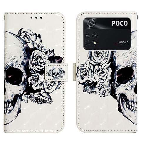 Coque Portefeuille Motif Fantaisie Livre Cuir Etui Clapet Y03B pour Xiaomi Poco M4 Pro 4G Noir