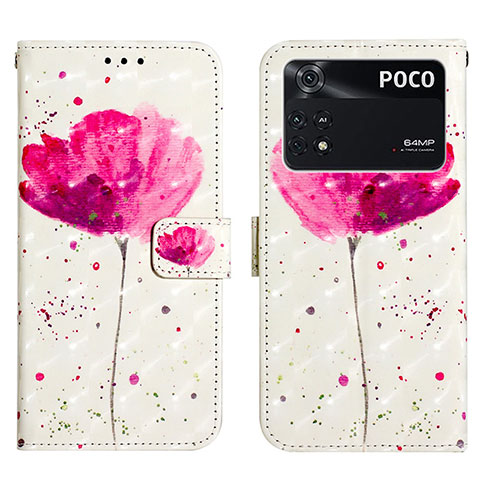 Coque Portefeuille Motif Fantaisie Livre Cuir Etui Clapet Y03B pour Xiaomi Poco M4 Pro 4G Rose