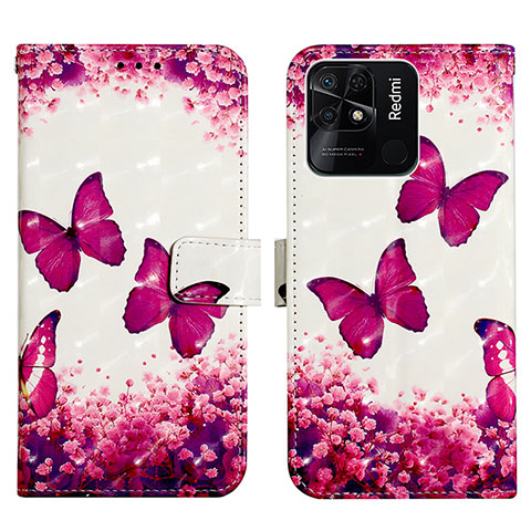 Coque Portefeuille Motif Fantaisie Livre Cuir Etui Clapet Y03B pour Xiaomi Redmi 10 India Rose Rouge