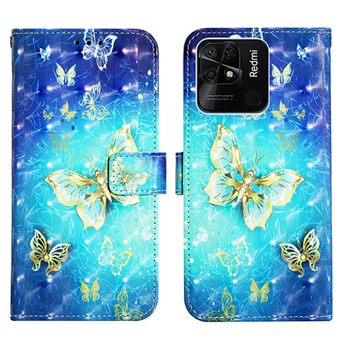 Coque Portefeuille Motif Fantaisie Livre Cuir Etui Clapet Y03B pour Xiaomi Redmi 10 Power Bleu Ciel