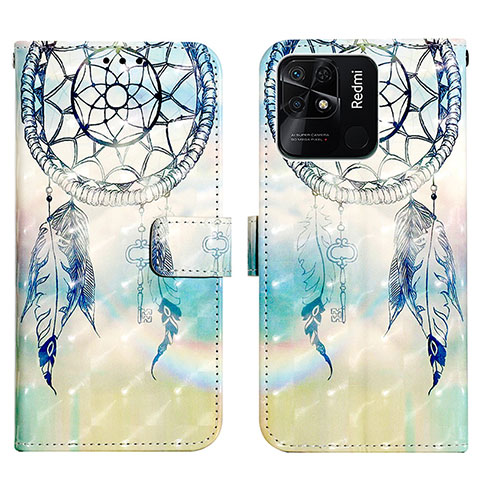 Coque Portefeuille Motif Fantaisie Livre Cuir Etui Clapet Y03B pour Xiaomi Redmi 10C 4G Bleu Clair