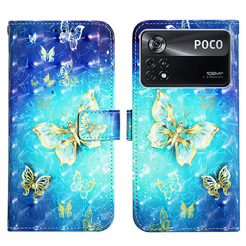 Coque Portefeuille Motif Fantaisie Livre Cuir Etui Clapet Y03B pour Xiaomi Redmi Note 11E Pro 5G Bleu Ciel