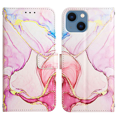 Coque Portefeuille Motif Fantaisie Livre Cuir Etui Clapet Y04B pour Apple iPhone 13 Rose