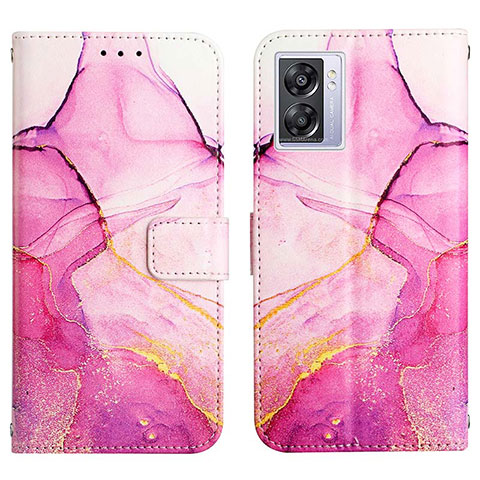 Coque Portefeuille Motif Fantaisie Livre Cuir Etui Clapet Y04B pour Oppo A56S 5G Rose Rouge