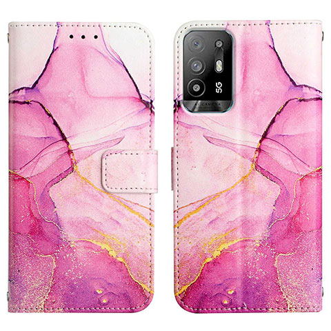 Coque Portefeuille Motif Fantaisie Livre Cuir Etui Clapet Y04B pour Oppo F19 Pro+ Plus 5G Rose Rouge