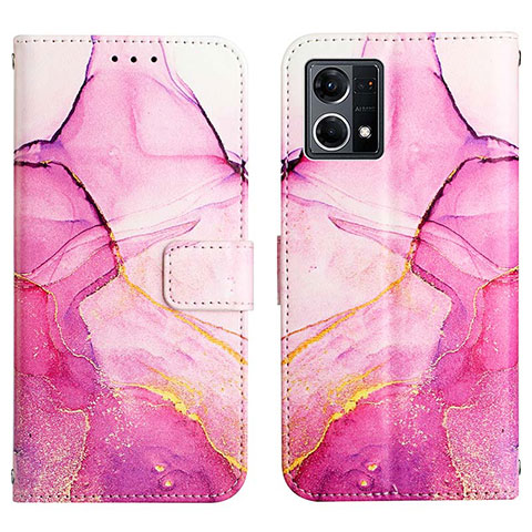 Coque Portefeuille Motif Fantaisie Livre Cuir Etui Clapet Y04B pour Oppo F21 Pro 4G Rose Rouge