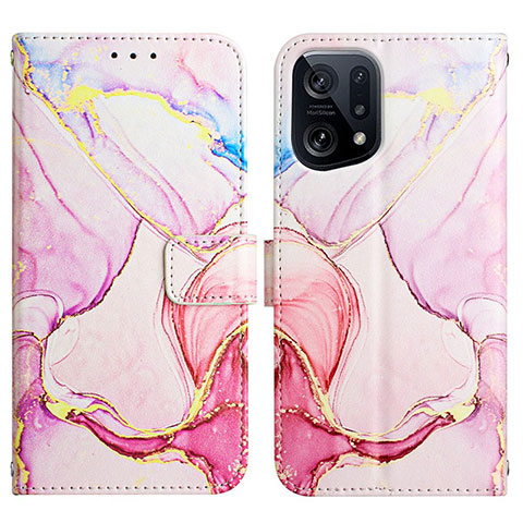 Coque Portefeuille Motif Fantaisie Livre Cuir Etui Clapet Y04B pour Oppo Find X5 5G Rose