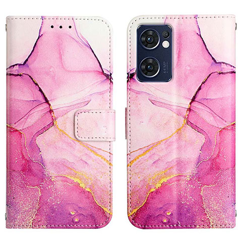 Coque Portefeuille Motif Fantaisie Livre Cuir Etui Clapet Y04B pour Oppo Find X5 Lite 5G Rose Rouge