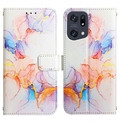 Coque Portefeuille Motif Fantaisie Livre Cuir Etui Clapet Y04B pour Oppo Find X5 Pro 5G Bleu