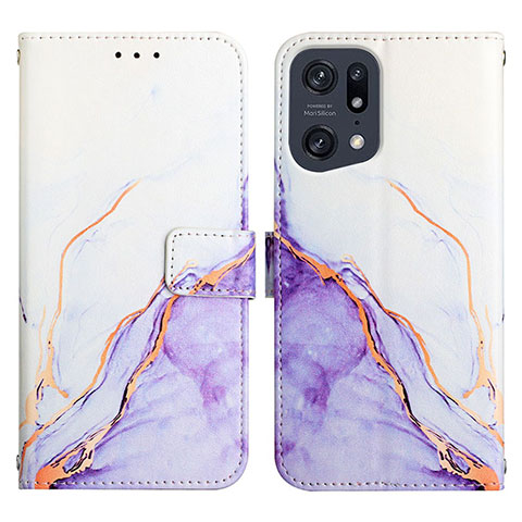 Coque Portefeuille Motif Fantaisie Livre Cuir Etui Clapet Y04B pour Oppo Find X5 Pro 5G Violet