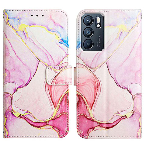 Coque Portefeuille Motif Fantaisie Livre Cuir Etui Clapet Y04B pour Oppo Reno6 5G Rose