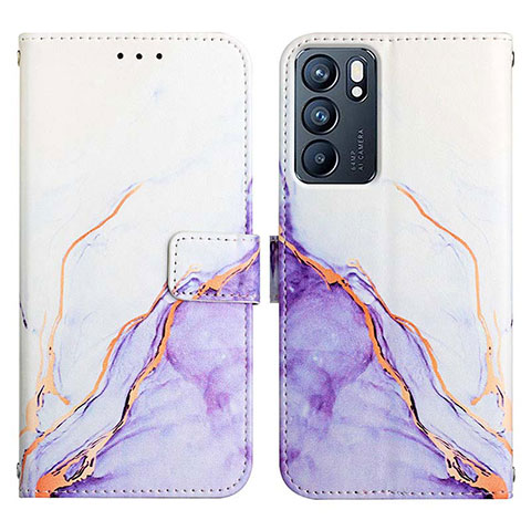 Coque Portefeuille Motif Fantaisie Livre Cuir Etui Clapet Y04B pour Oppo Reno6 5G Violet