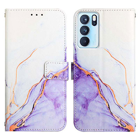 Coque Portefeuille Motif Fantaisie Livre Cuir Etui Clapet Y04B pour Oppo Reno6 Pro 5G India Violet