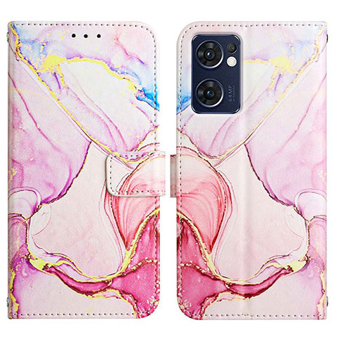 Coque Portefeuille Motif Fantaisie Livre Cuir Etui Clapet Y04B pour Oppo Reno7 5G Rose