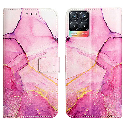 Coque Portefeuille Motif Fantaisie Livre Cuir Etui Clapet Y04B pour Realme 8 Pro Rose Rouge