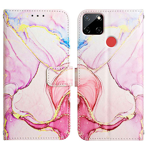 Coque Portefeuille Motif Fantaisie Livre Cuir Etui Clapet Y04B pour Realme C25 Rose