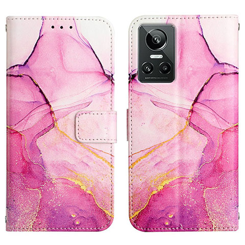 Coque Portefeuille Motif Fantaisie Livre Cuir Etui Clapet Y04B pour Realme GT Neo3 5G Rose Rouge