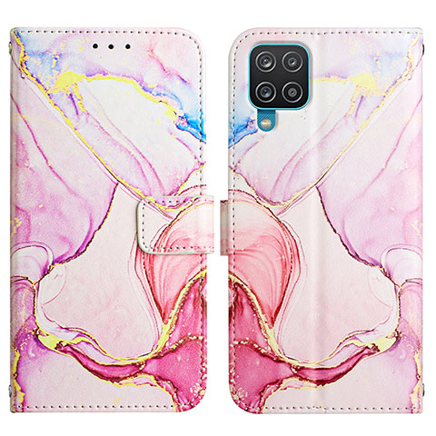 Coque Portefeuille Motif Fantaisie Livre Cuir Etui Clapet Y04B pour Samsung Galaxy A12 Nacho Rose