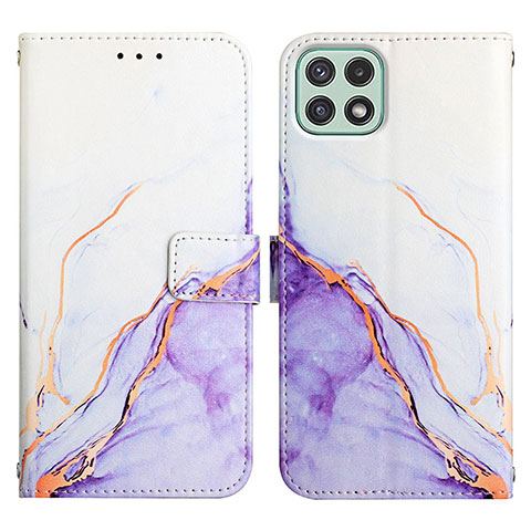 Coque Portefeuille Motif Fantaisie Livre Cuir Etui Clapet Y04B pour Samsung Galaxy A22s 5G Violet