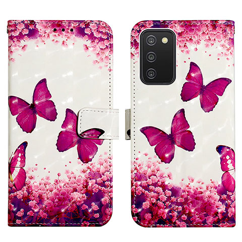 Coque Portefeuille Motif Fantaisie Livre Cuir Etui Clapet Y04B pour Samsung Galaxy F02S SM-E025F Rose Rouge