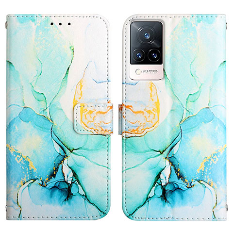 Coque Portefeuille Motif Fantaisie Livre Cuir Etui Clapet Y04B pour Vivo V21s 5G Vert