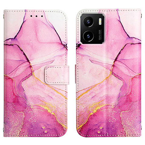 Coque Portefeuille Motif Fantaisie Livre Cuir Etui Clapet Y04B pour Vivo Y01 Rose Rouge