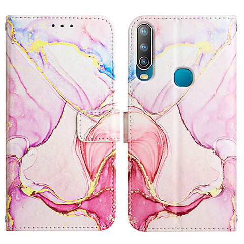 Coque Portefeuille Motif Fantaisie Livre Cuir Etui Clapet Y04B pour Vivo Y11 Rose