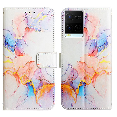 Coque Portefeuille Motif Fantaisie Livre Cuir Etui Clapet Y04B pour Vivo Y21a Bleu