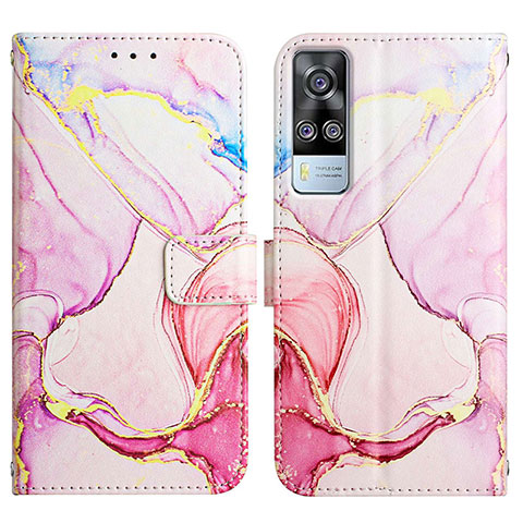 Coque Portefeuille Motif Fantaisie Livre Cuir Etui Clapet Y04B pour Vivo Y31 (2021) Rose