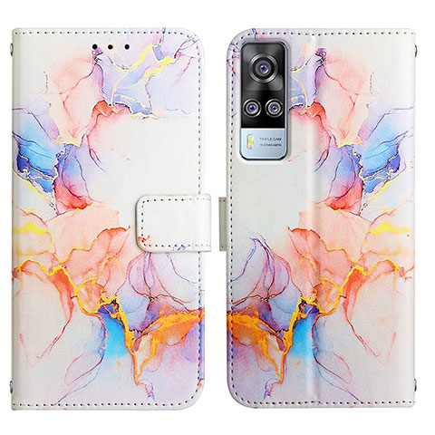 Coque Portefeuille Motif Fantaisie Livre Cuir Etui Clapet Y04B pour Vivo Y51A Bleu