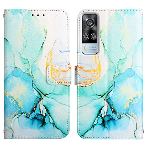 Coque Portefeuille Motif Fantaisie Livre Cuir Etui Clapet Y04B pour Vivo Y53s 4G Vert