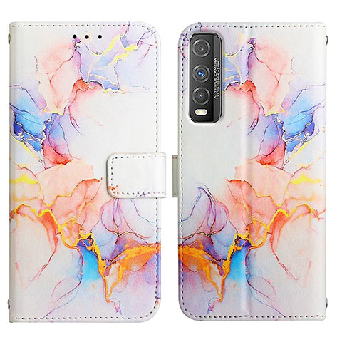 Coque Portefeuille Motif Fantaisie Livre Cuir Etui Clapet Y04B pour Vivo Y70S 5G Bleu