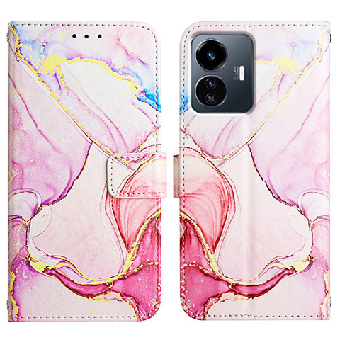 Coque Portefeuille Motif Fantaisie Livre Cuir Etui Clapet Y04B pour Vivo Y77 5G Rose