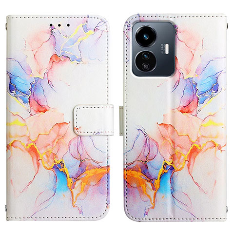 Coque Portefeuille Motif Fantaisie Livre Cuir Etui Clapet Y04B pour Vivo Y77e 5G Bleu